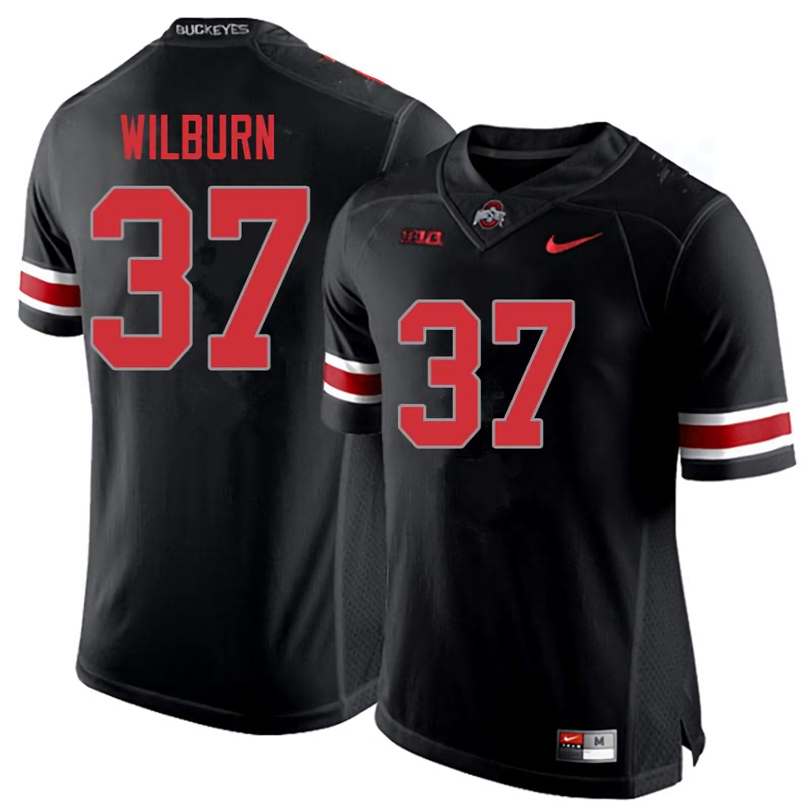 Trayvon Wilburn Ohio State Buckeyes Men's NCAA #37 Nike Blackout College Stitched Football Jersey QUT7556FH